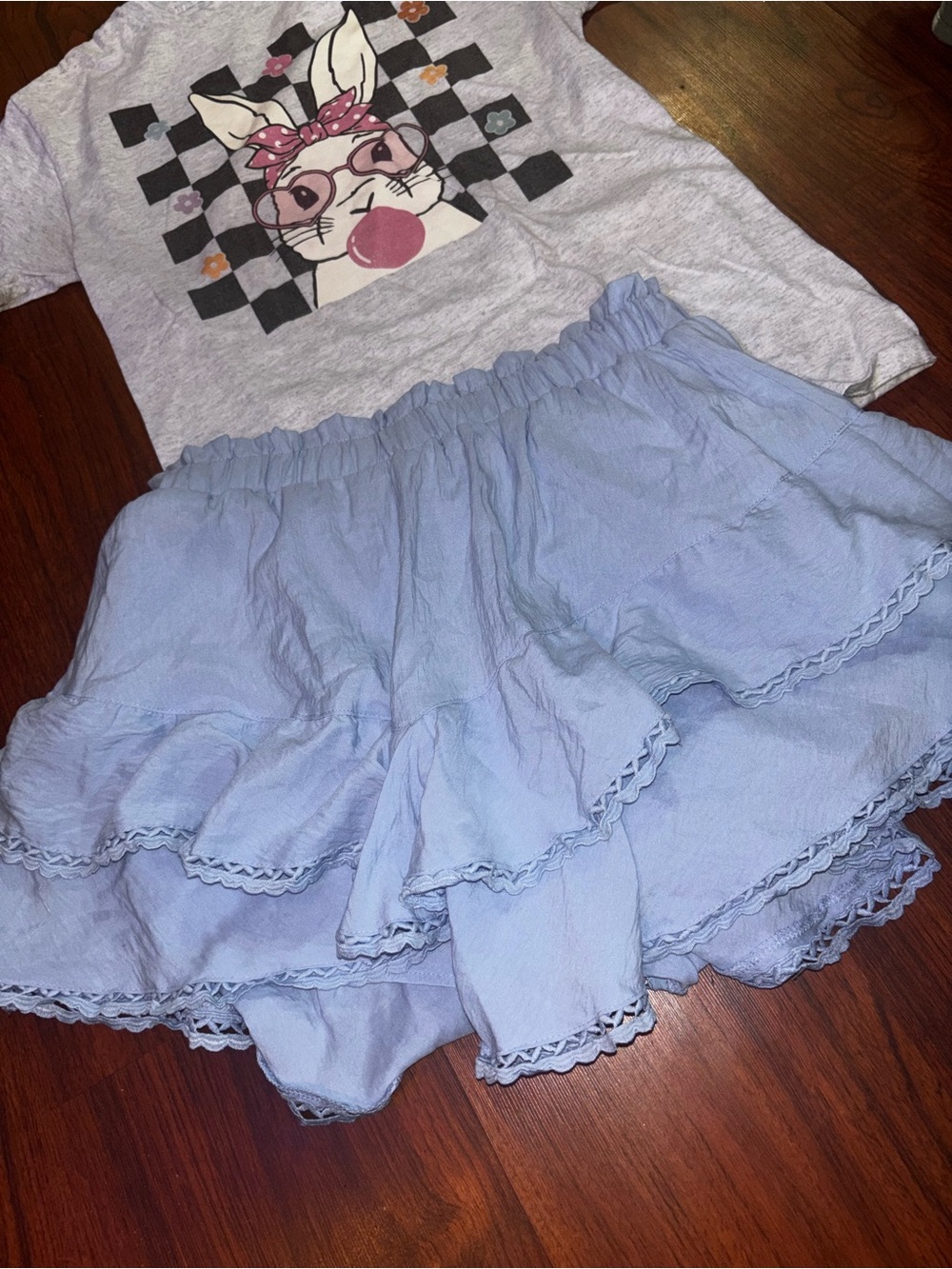 Light Blue Tiered Ruffle Skirt - Women's